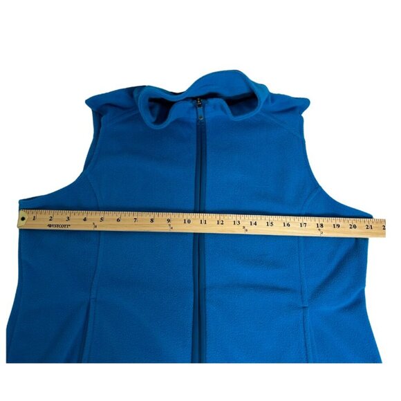 Lands' End Woman Plus Size LP/14/16 Zip-Front Fleece Vest Long Blue - Picture 8 of 9